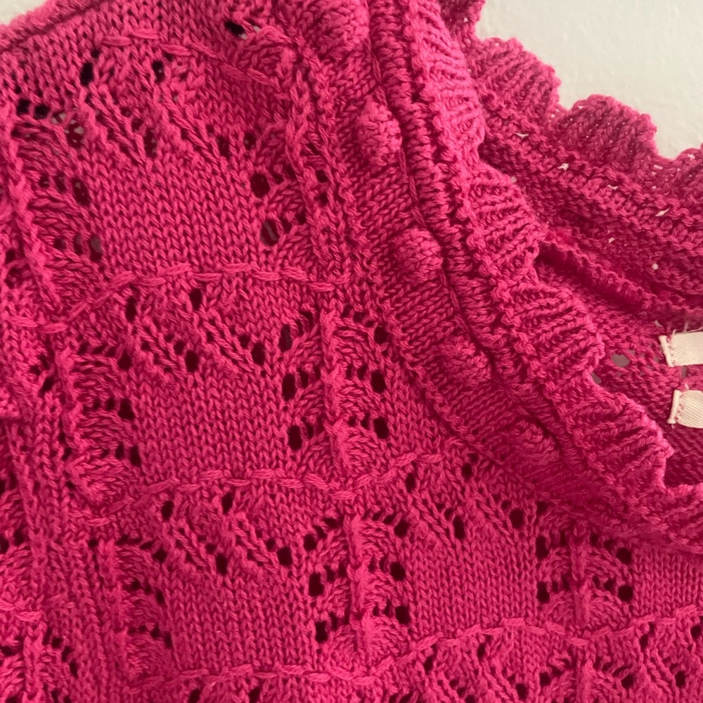 Anthropologie Pink Ruffled sweater top - Picture 4 of 9